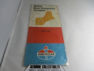 " Vintage " American/amoco Oil Maine Hampshire Vermont Road Map 1973 - 1974