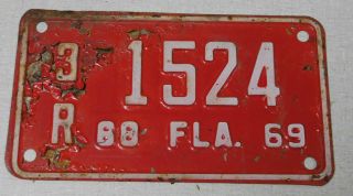 1968/69 Florida Motorcycle License Plate
