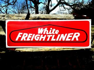 Vintage Style White Freightliner Truck Dealership Shop Sign Diesel Garage Sign
