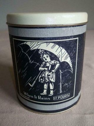 Vintage Morton Salt Tin With Pour Spout Design,  Bristolware,  Empty,  5 " Tall