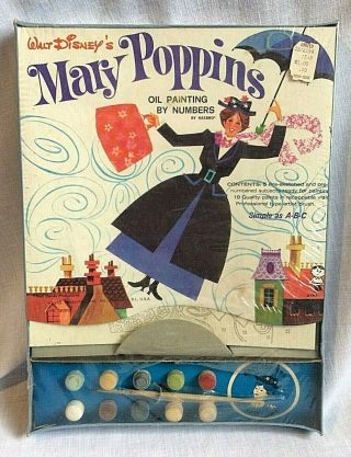 Vintage Hasbro Walt Disneys Mary Poppins Oil Painting By Numbers Set 1965