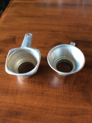 Set Of 2,  Vintage Aluminum Canning Mason Jar Funnels 1 Foley 1 Wide Mouth