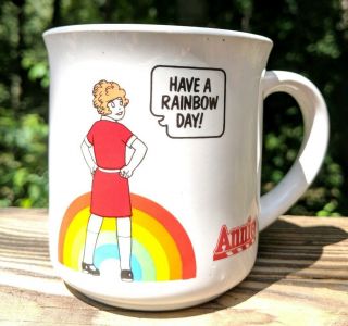 Vintage 1982 Annie Musical Coffee Cup Mug " Have A Rainbow Day " Applause™