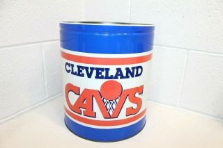 Vintage Nba Cleveland Cavaliers Cavs Orange/blue Waste Basket Trash Can 11 "