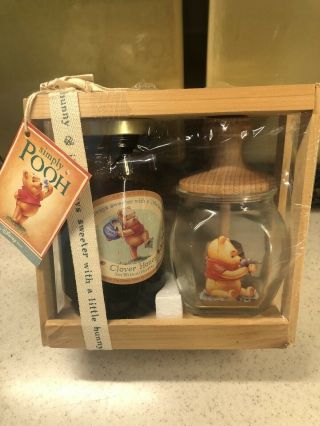 Vintage Disney Winnie Simply Pooh Honey Pot W Dipper & Jar Of Honey 90’s