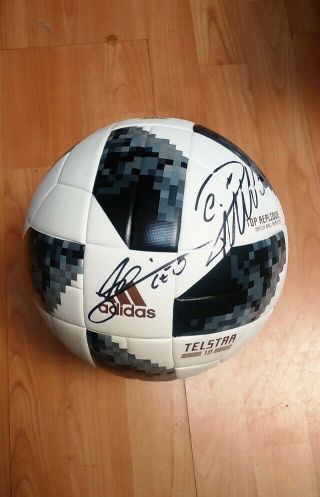 Lionel Messi And Cristiano Ronaldo Football Ball Signed Authentic Autographed