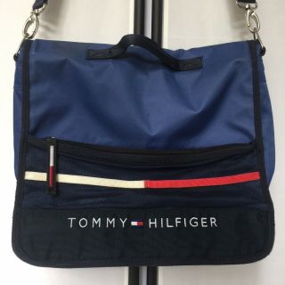 Tommy Hilfiger Vtg Messenger Bag Laptop Bag Carry On Shoulder Strap Navy Blue