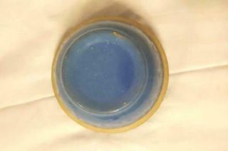 Vintage Blue Stoneware Picket Fence Triangle Pattern Soup Serving Bowl Dish 2