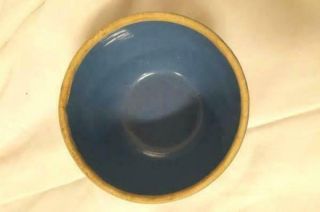 Vintage Blue Stoneware Picket Fence Triangle Pattern Soup Serving Bowl Dish 3