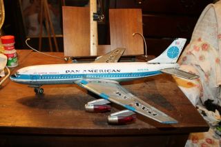 Vintage Line Mar Toys Japan Boeing 707 Pan American Jet Clipper Tin Litho 19 "