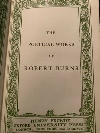 Antique Hardback Book - Poems Of Robert Burns - Henry Frowde