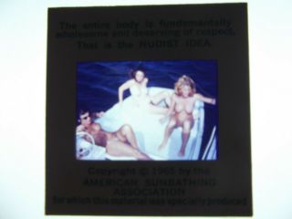 Vintage 2x2 35mm Slide The Nudist Idea Risque 3 Women Sitting On Boat Art Photo