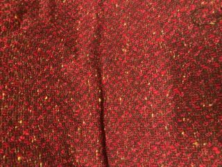 Vintage Woven Wool Fabric Red Brown