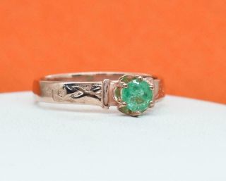 Lovely Vintage.  44ctw Emerald 14k Rose Gold/Sterling Silver Ring 3