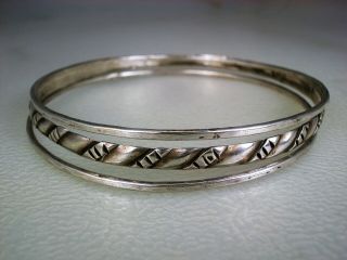 3 Vintage Mexican Hand Crafted Sterling Silver Bangle Bracelets
