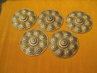 Vtg Large Circles Within A Circle Brass Findings Stampings 2 "