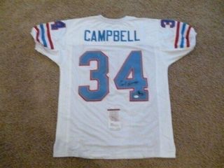 Earl Campbell Signed Auto Houston Oilers White Jersey Hof 91 Jsa Autographed