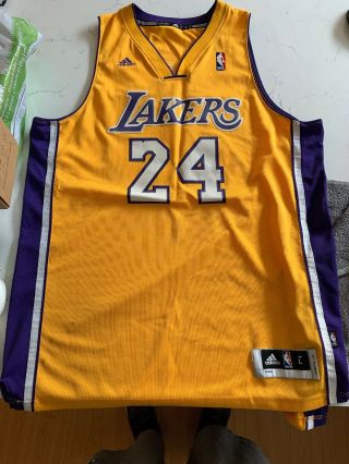Kobe Bryant Adidas Jersey 24 Los Angeles Lakers Gold Purple Size Large