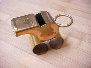 Vintage " Two Finger Coaches Whistle W/ Loop " D&m Sporting Goods Cork Ball