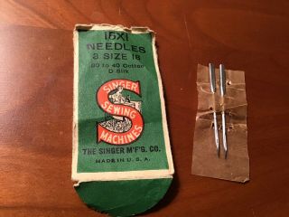 Singer Sewing Machine Needles 2 In Pack - 15 X 1 - Size 18 Vintage