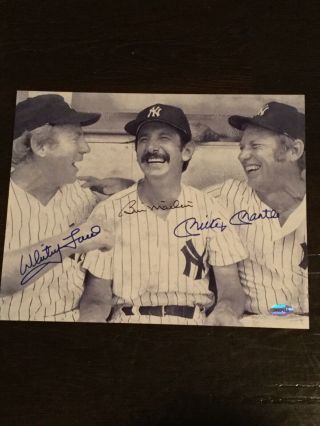 Mickey Mantle / Whitey Ford / Billy Martin Signed 8x10 Photo.  Certified
