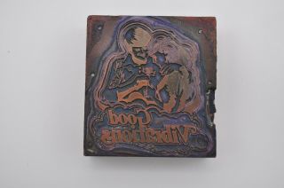 Vintage Good Vibrations Metal Ink Press Stamp Letterpress Metal Wood Woodstock