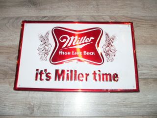 Vintage 1978 Miller High Life Beer Advertising Metal Wall Tacker Bar Sign