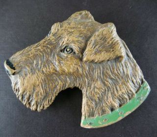 Vintage Schnauzer Terrier Dog Figural Carved Wood Syrocco Brooch Pin