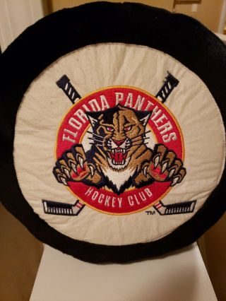 Vintage Nhl Hockey Florida Panthers Stuffed Hockey Puck Pillow Decor