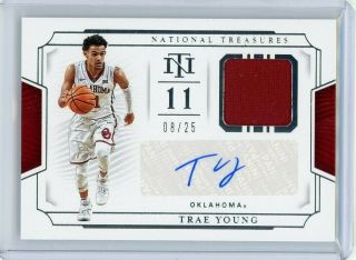 2019 - 20 National Treasures Collegiate Basketball Trae Young Patch Auto 08/25
