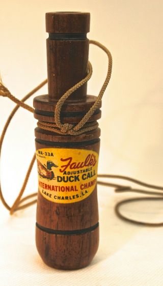 Vintage Faulks Duck Hunting Call Wa - 33a International Champ Lake Charles La