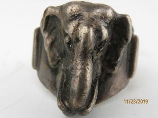 Vintage Hand Made Siam Sterling Silver Elephant Ring