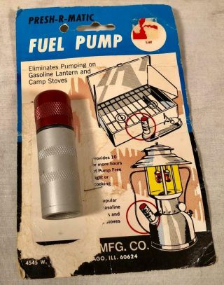 Vintage Presh - R - Matic Fuel Pump Gasoline Lantern Co2 Pressurizing Tool Coleman