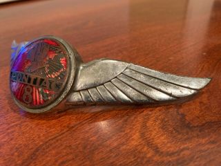 1933 Pontiac Radiator Hood Grill Emblem - Badge Chief Indian Wings RARE Vintage 2