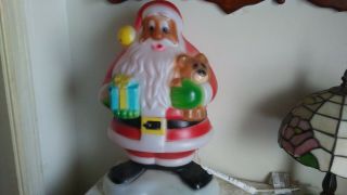 Vintage 18 " Christmas Blow Mold Santa Claus With Teddy Bear Present