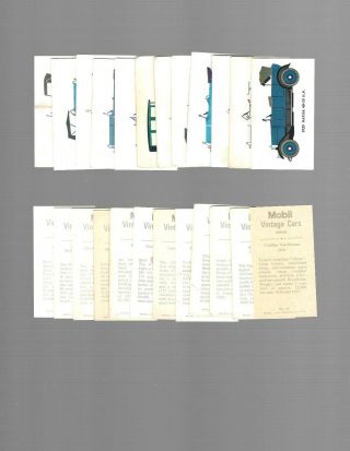 Cigarette/trade/cards.  Mobil Oil.  Vintage Cars.  (complete Set Of 24).  (1966).