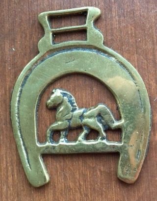 Horse Saddle Brass Ring Medal Key Chain Fob Shoe Shape Vintage