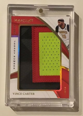 Vince Carter 2018 Immaculate Jumbo Jersey Number Relic Patch 10/12 Hawks