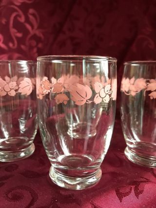 Set Of Four Vintage Pyrex Pink Gooseberry Juice Glasses 4 Ounce