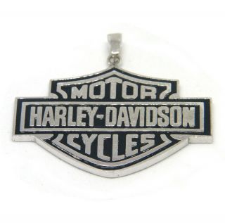 Harley Davidson Logo Pendant Solid Sterling Silver - Large Size