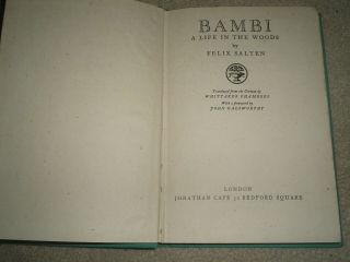 Bambi - A Life In The Woods By Felix Salten - 1943 Illustrated H/b Edition