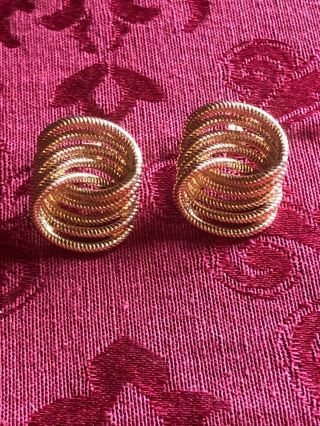 Vintage Anne Klein Earrings Gold Tone Love Knot Loop Design