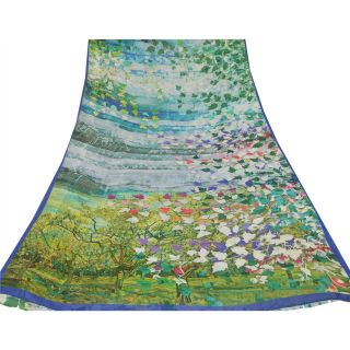Sanskriti Vintage Saree Blend Georgette Printed Sari Craft Decor 5 Yd Fabric 3