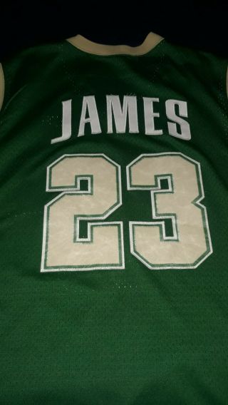 LEBRON JAMES Irish NIKE High School 2003 Stitched Basketball Jersey XXL Green 2