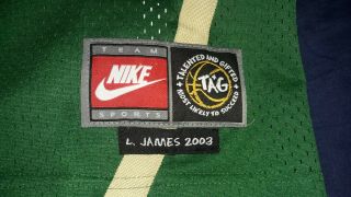 LEBRON JAMES Irish NIKE High School 2003 Stitched Basketball Jersey XXL Green 3