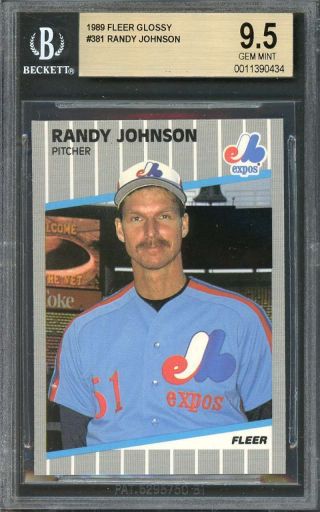 1989 Fleer Glossy 381 Randy Johnson Seattle Mariners Rookie Bgs 9.  5
