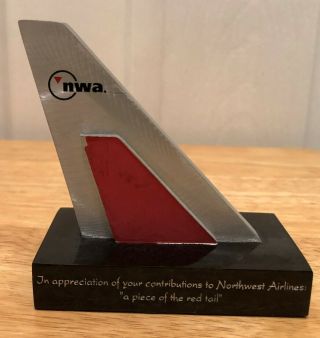 Rare Northwest Airlines Nwa Piece Of The Red Tail Award Boeing 747 - 251b