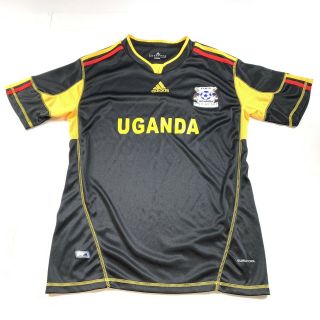 Adida Men’s Uganda Soccer Jersey Black & Yellow National Team Climacool Sz Large
