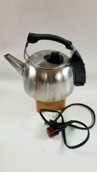 Vintage Russell Hobbs C110b Electric Kettle Brushed Stainless Steel Tea Pot