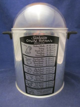 Sunbeam Carousel Rotisserie Cr Lid Cover With Glass Top Part Only Vintage